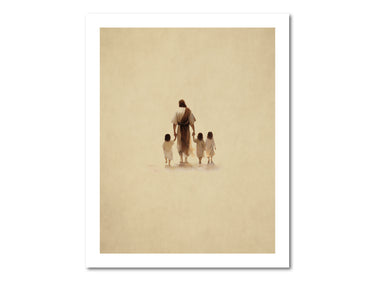 Jesus walking with two children Digital download printable art